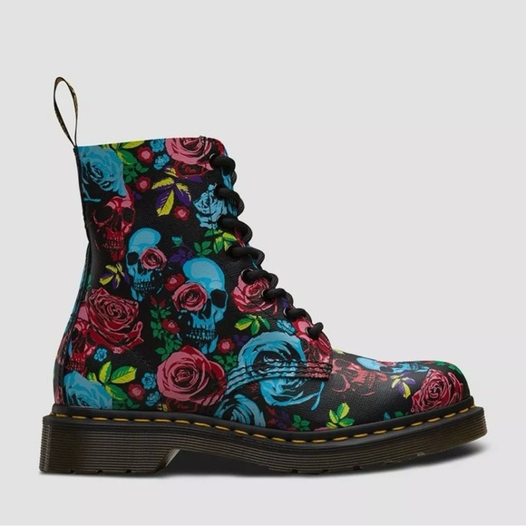 Dr. Martens Shoes - NEW Dr Martens 1460 Pascal Rose Floral Skull Limited Edition